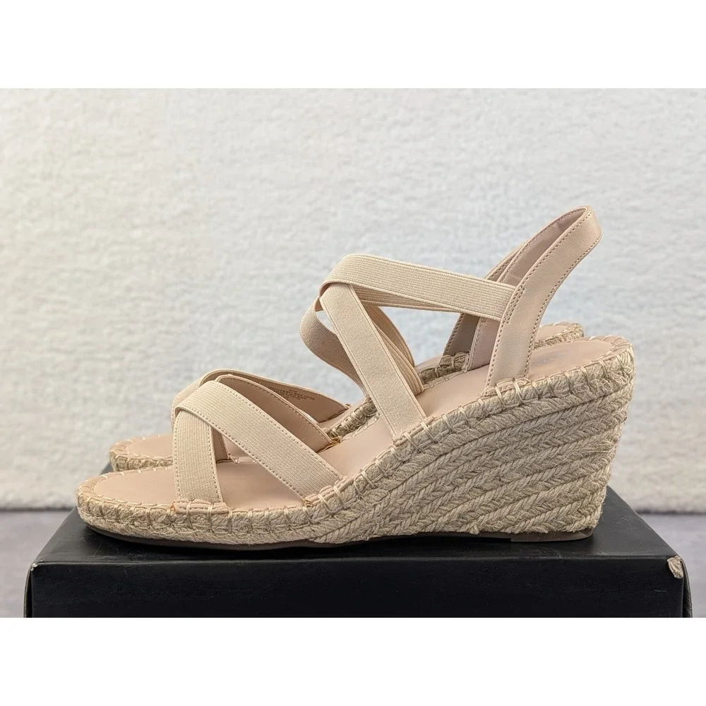 Charles by Charles David Nick Nude Beige Espadrille Wedge Sandals 11M 2D23S094